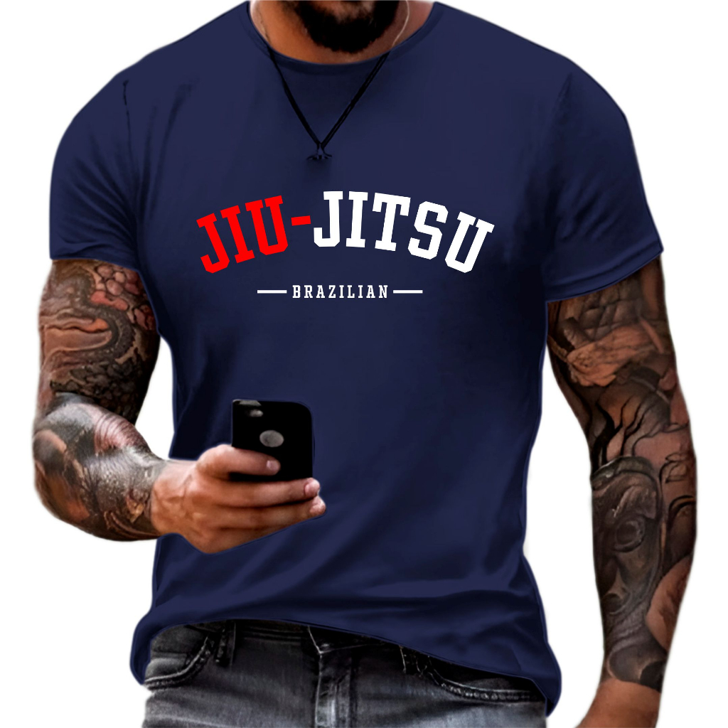 Camiseta Masculina Estampa Jiu Jitsu 100% Algodão Premium - Envio Imediato
