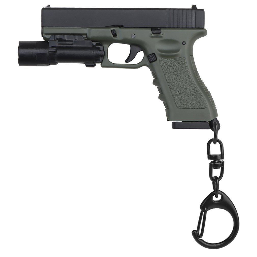 Chaveiro Mini Arma Pistola Glock G17 Lanterna Coleção Tática Em Plástico
