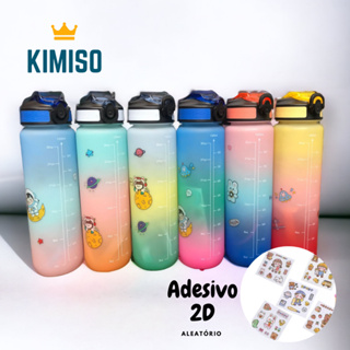 Garrafa de Água 1Litro Squeeze de água MOTIVACIONAL com adesivos IDEAL PARA VIAGEM, ACADEMIA, TRBALHO