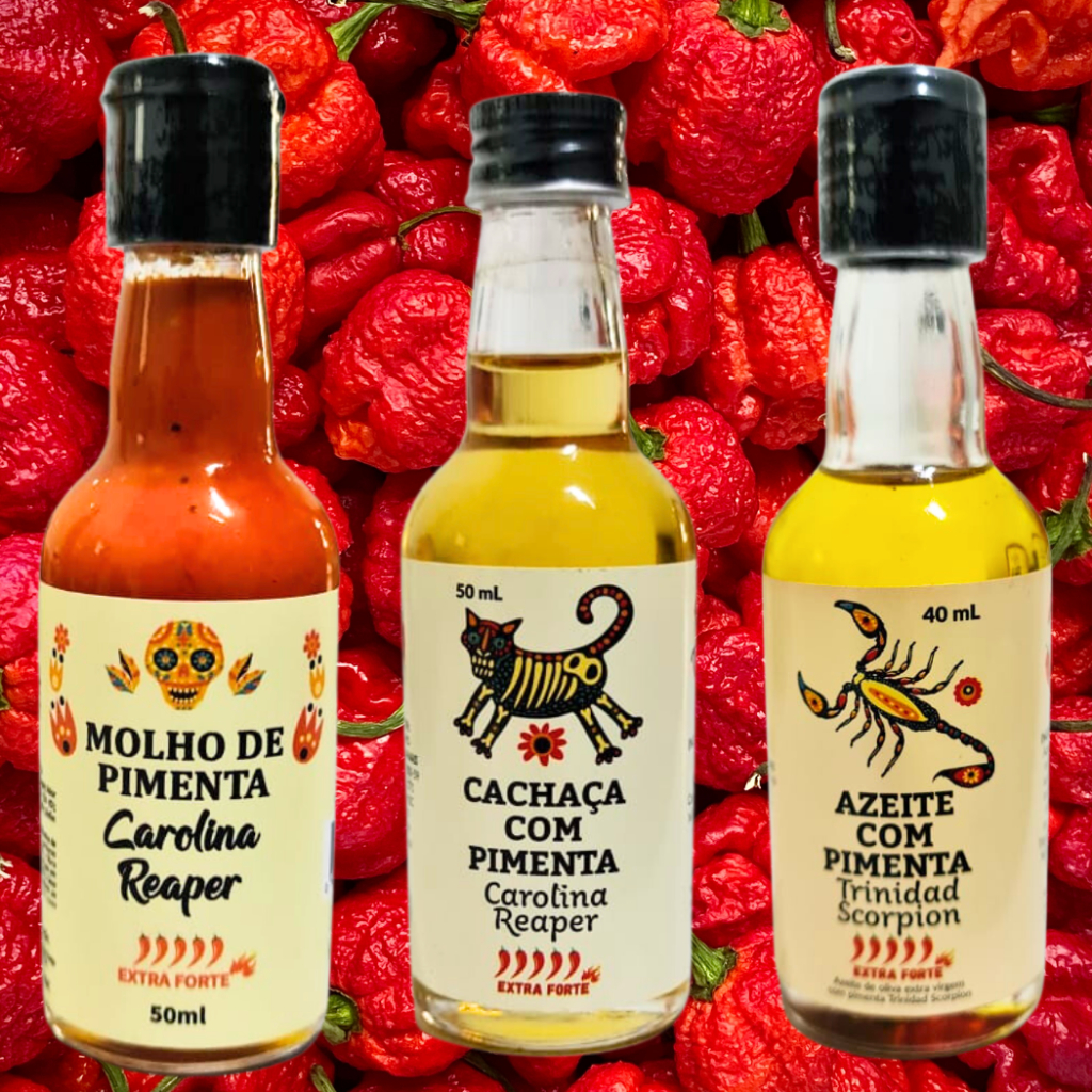 12 Pimentas Carolina Reaper 100 Ml + 2 Carolina Reap 60 Ml