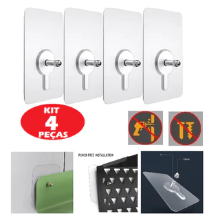 Kit 4 Pçs de Gancho Parafuso de Parede Cabide Auto Adesivo Multiuso Fixar Quadro Utensílios Banheiro Cozinha