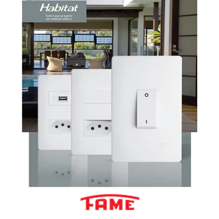 CONJUNTO TOMADAS E INTERRUPTORES FAME HABITAT BRANCO