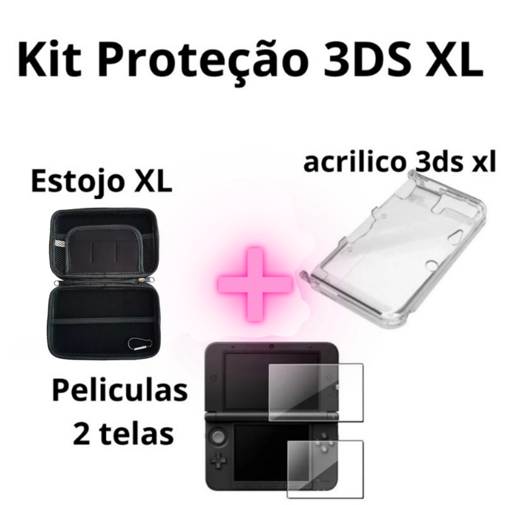 Kit Nintendo 3DS XL Estojo com Acrílico e Películas | Shopee Brasil