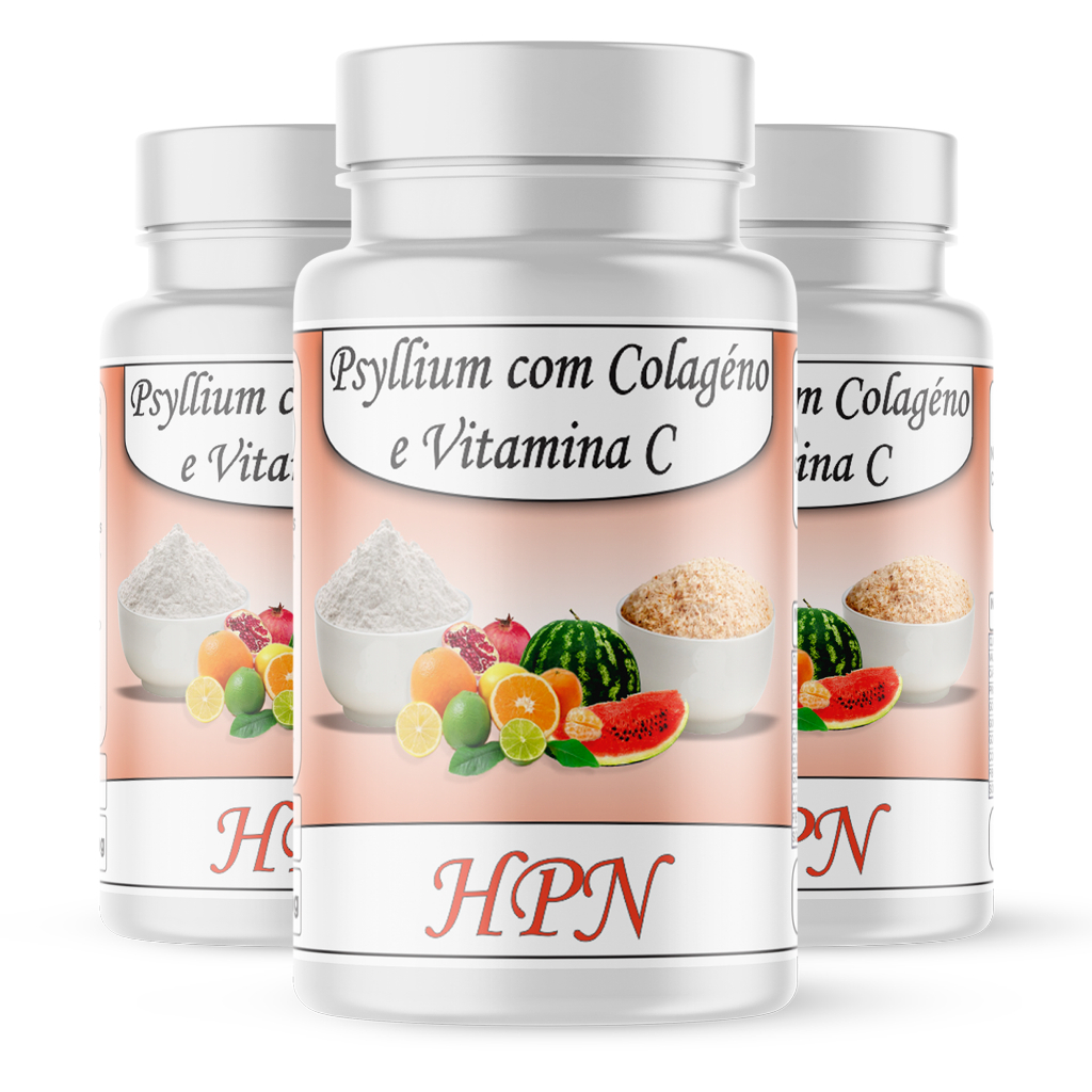 Psyllium com colágeno e vitamina C puro e natural em cápsulas/500mg kit ...