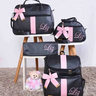 Kit Bolsa Maternidade Preto Personalizado - 04 Peças