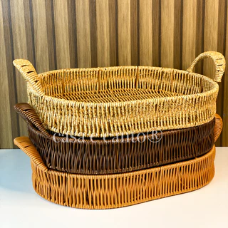 Bandeja Organizadora Multiuso Redonda Retangular Cesto para servir Café Frios Doces e Petiscos Casa Cozinha