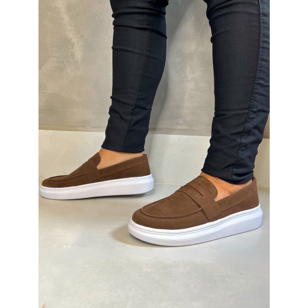 Sola Alta Mocassim Masculino CamurÃ§a Sapato Masculino Mocassim
