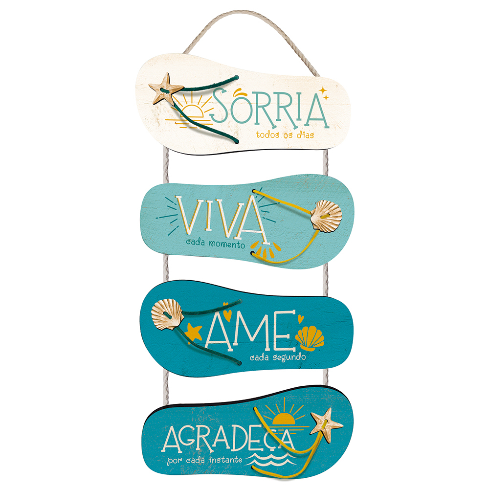 Placa Decorativa em MDF Adesivada - Sorria, Viva, Ame, Agradeça