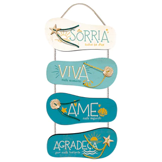 Placa Decorativa em MDF Adesivada - Sorria, Viva, Ame, Agradeça