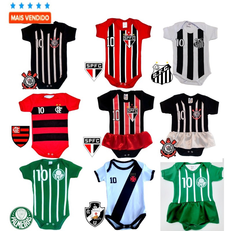 Body de Bebe Tematico Time Futebol Envio 24hrs