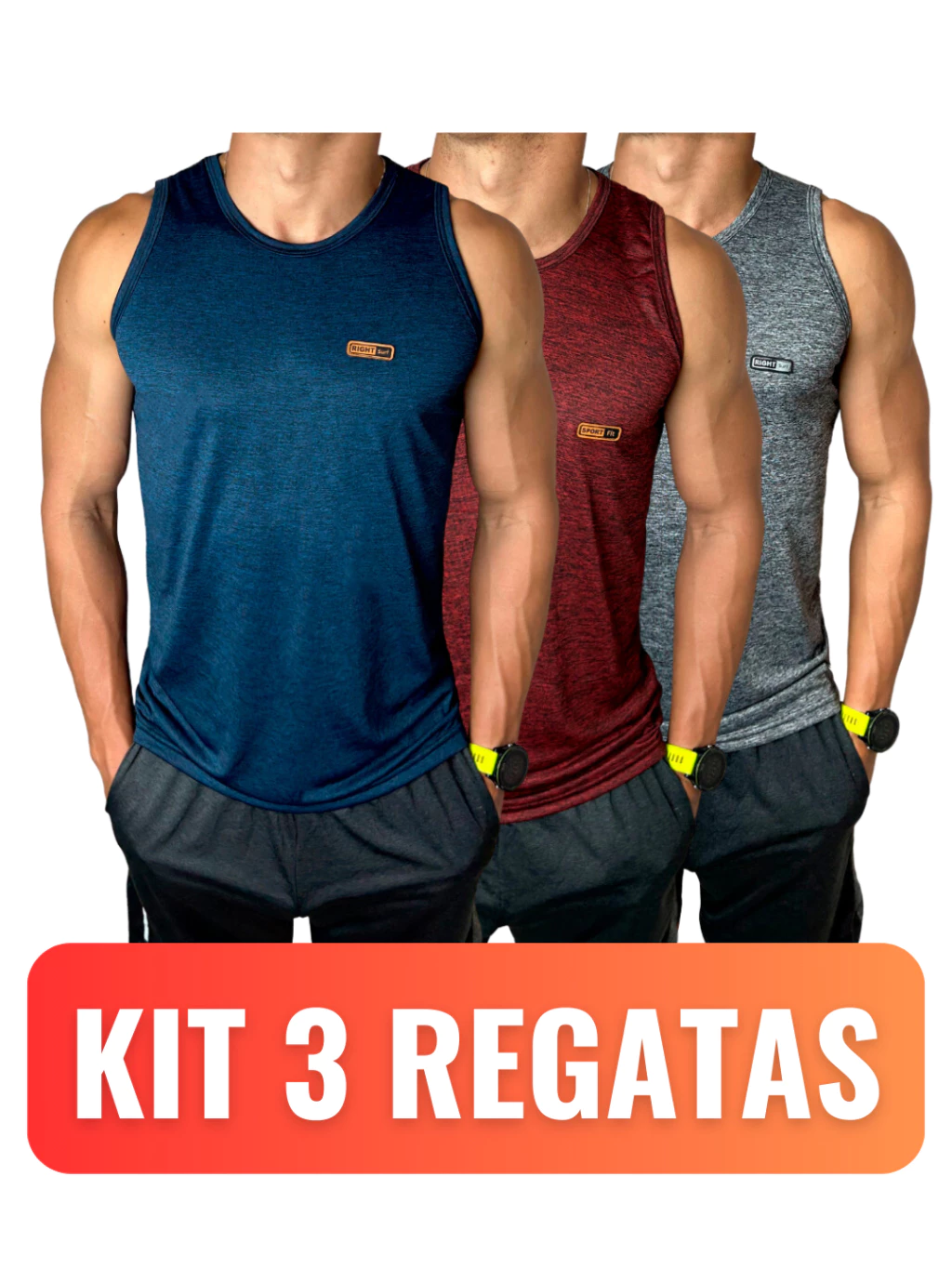 Kit 3 Regatas Masculinas Dryfit