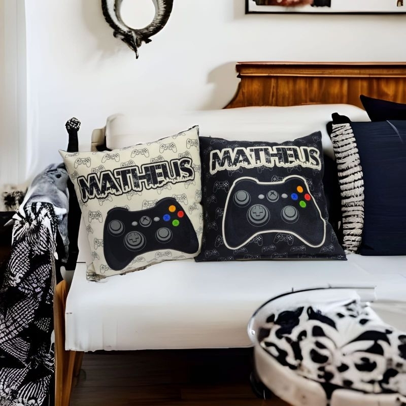 Almofada Gamer Personalize Com Seu Nome- Super Macia- Enchimento Antialérgico