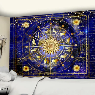 Toalha Leitura de Tarot Zodiaco Decoração de Parede.