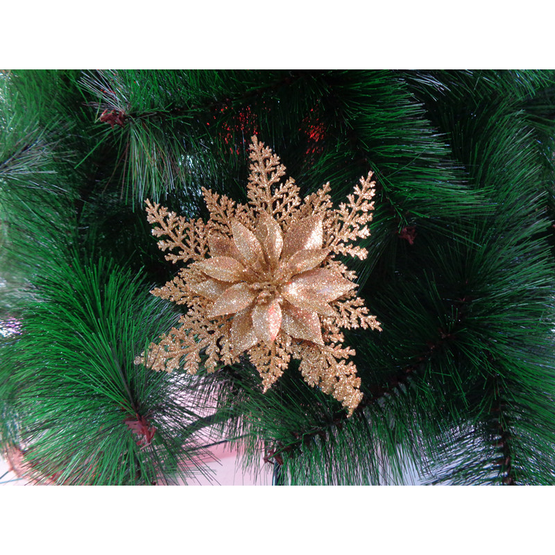 Flor De Natalino Bico Papagaio Artificial Com Glitter para decoração Árvore de natal