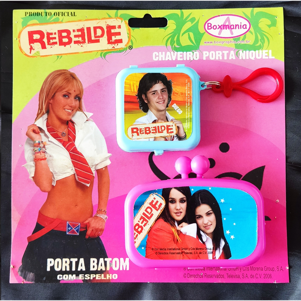 Kit 2 acessórios oficial RBD Rebelde colecionador porta batom e celular ...