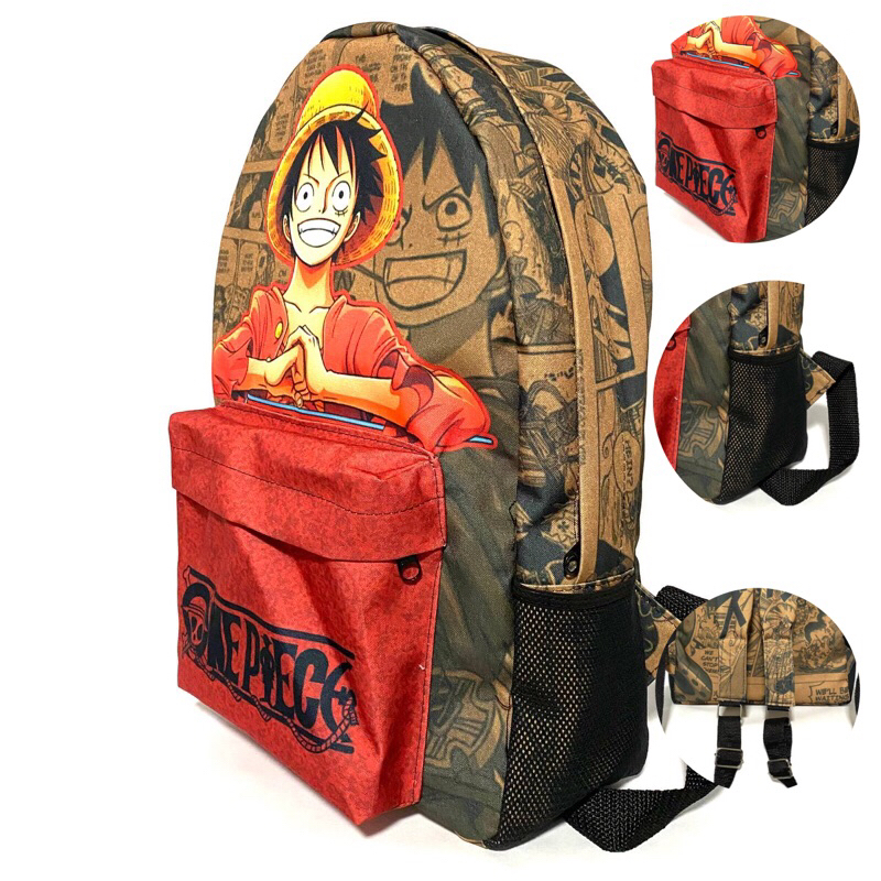 Kit mochila e estojo grande padrão escolar one piece rei dos piratas  personagem luffy desenho anime geek