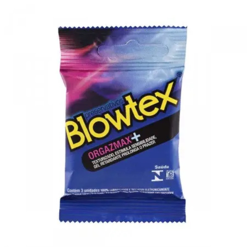 Kit 5 Camisinha blowtex orgazmax+ texturizado retardante com 3 unidades