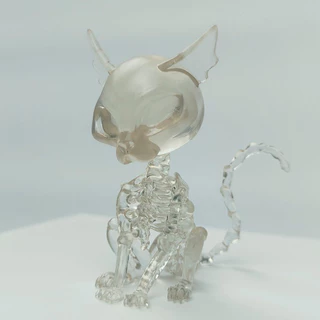 Gato Esqueleto Cristal - Decoração Halloween - Skeleton Cat