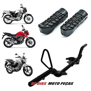 KIT ESTRIBO MACIÇO MODELO ORIGINAL + PAR DE BORRACHA HONDA CG TITAN FAN START MIX 160 150 125 TODAS.
