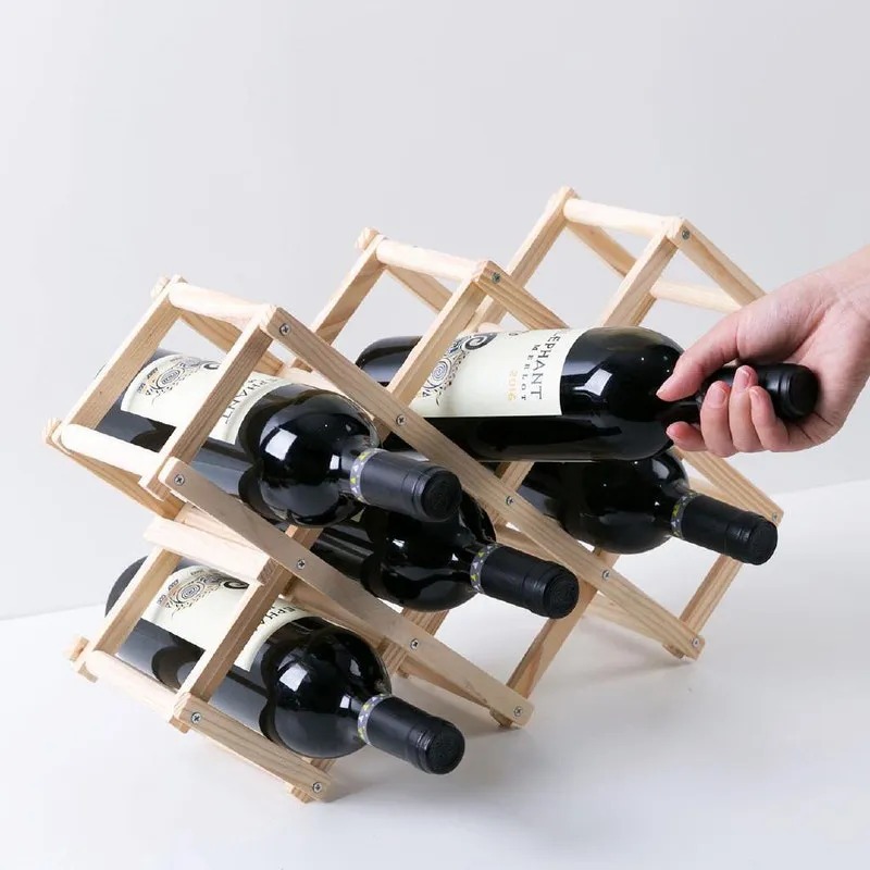 Mini Adega Vinho ou Espumante de Mesa Porta Vinho Em Madeira Tipo ...