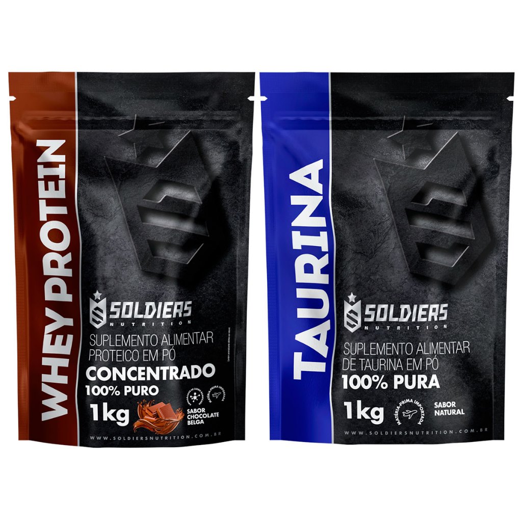 Kit: Whey Protein Concentrado 1Kg + Taurina 1Kg – 100% Importado – Soldiers Nutrition