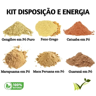 Kit Energético Natural - Feno, Guaraná, Maca Peruana, Marapuama, Catuaba, Gengibre