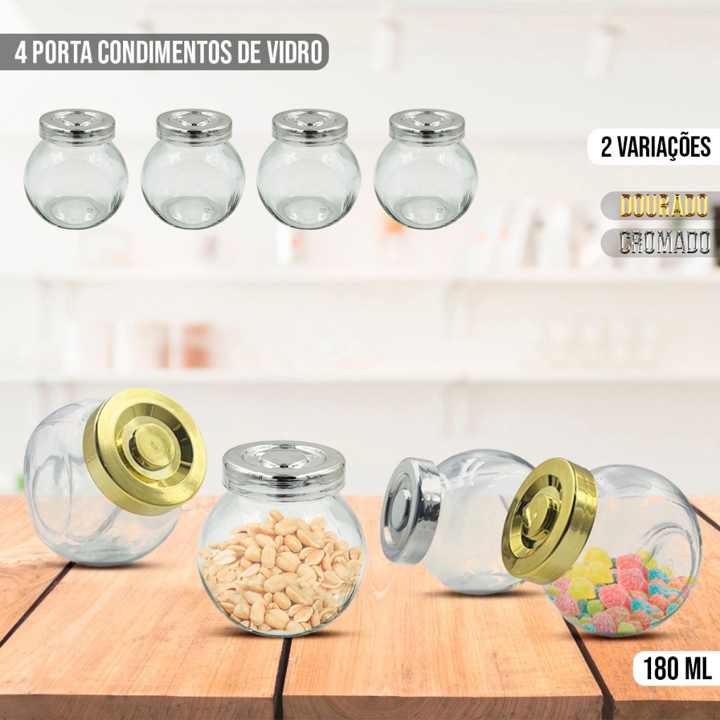 Compra online de Frascos de vidro para recipientes com tampa de bambu para  especiarias doces