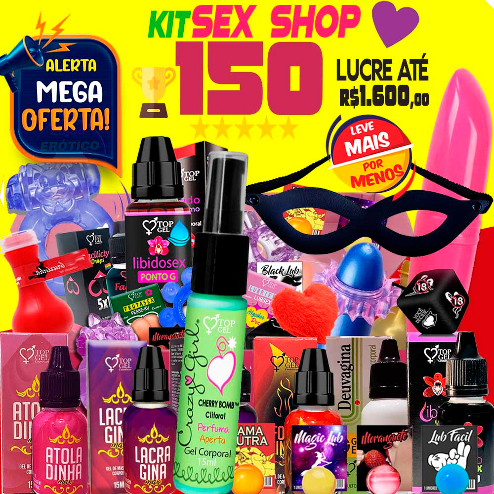 Kit Sex Shop 150 Produtos Eróticos Lubrificante intimo sexy e Vibrador Feminino Uso Adulto Itens Sexuais