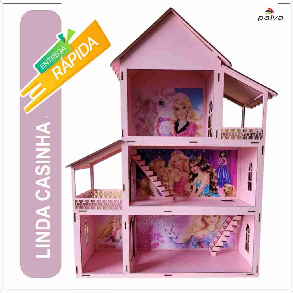Casinha De Boneca Barbie Infantil Mdf Pintado Kit Completo