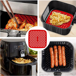 Tapete Protetor de Silicone para Airfryer/Fritadeira Elétrica - 21,5 cm - Formato Quadrado