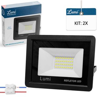 Kit 2 Refletor Led 100w Prova Dágua IP67 Bivolt Luminária Holofote Lumi