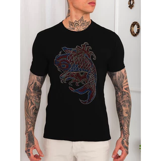 Nova marca da moda camiseta de manga curta para homens com diamantes para o verão solto em torno do pescoço diamante meia manga masculina tops