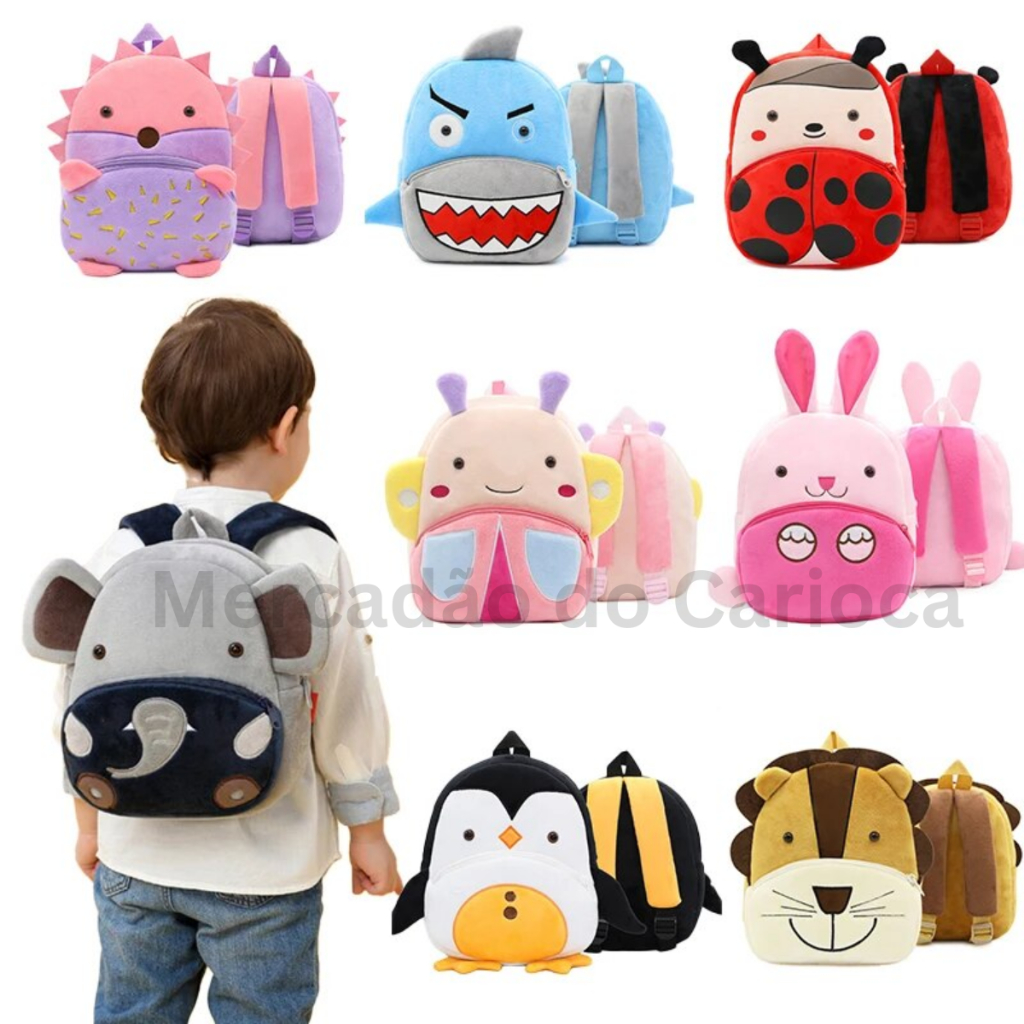 Mochila Kids Infantil Pelúcia Bichinhos Zoológico Mochila para Creche ...