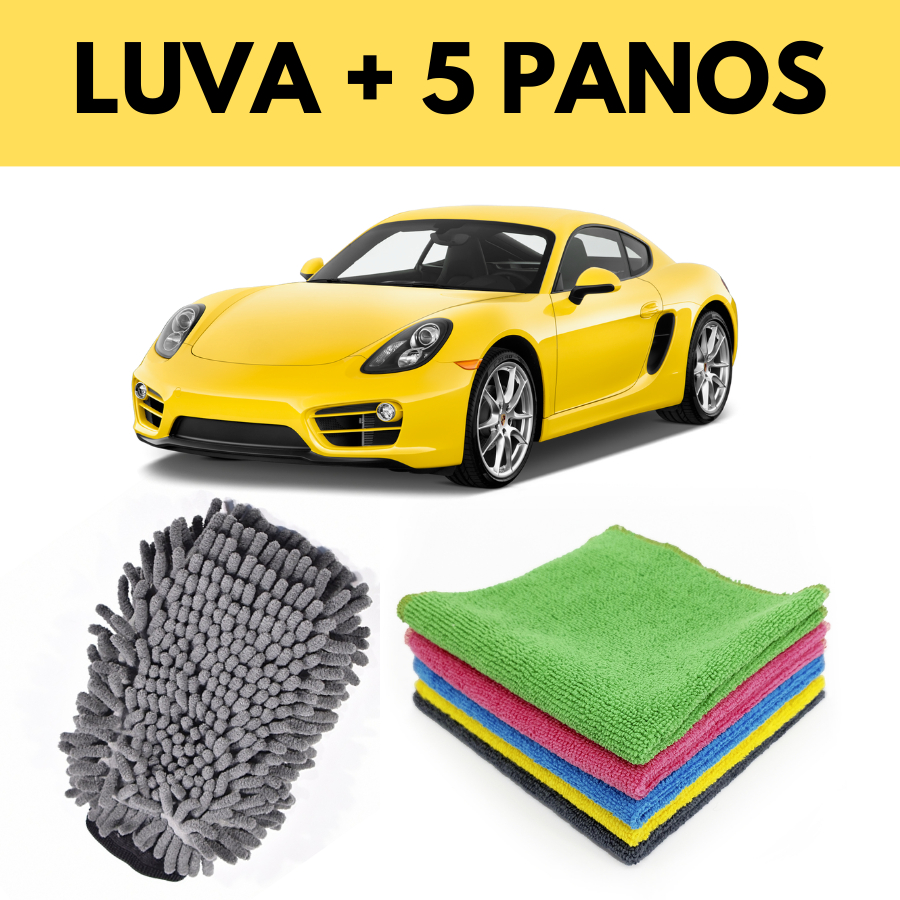 Kit de Lavar Carro Moto Limpeza automotiva Luva +5 Pano Microfibra Microfibra Super Absorvente Multiuso Não Solta Fiapo, Limpeza Automotiva de Carro Multiuso Anti Risco Lava Carro Não Solta Fiapos Microfibra Elite Luxo Macia Lavagem de Carro Polimento