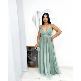 Vestido de festa madrinha casamento Tule Brilho Alça PROMOÇÃO