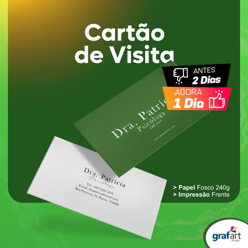 300 Cartões de Visita Coloridos Produção 1 Dia Cartão de Visita ...