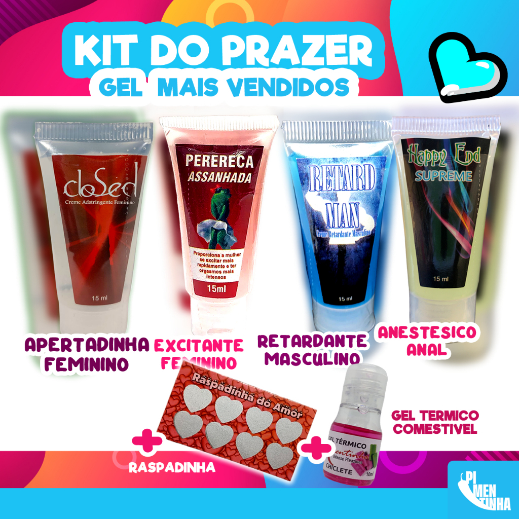 Kit Sex Shop 6 itens Anestesico Retardante gel apertadinha raspadinha