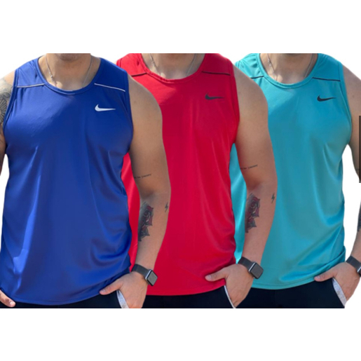 kit 3 Camiseta Regata Dri-fit Para Academia Corrida Ciclismo - ENVIO NO MESMO DIA MODA ACADEMIA