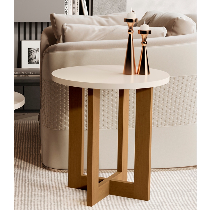 Mesa Lateral Decorativa Redonda para Sala - Maite - TuttiCasa