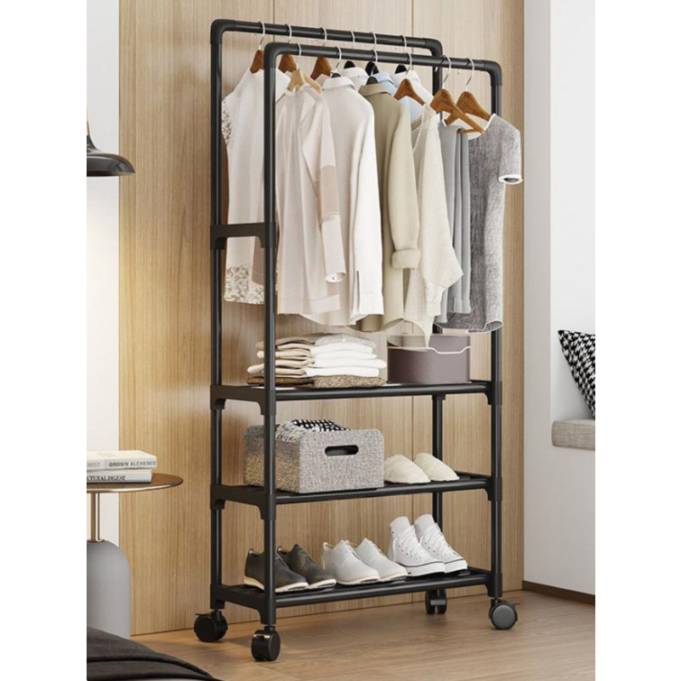 Arara Cabideiro Organizadora Desmontável Multiuso Com Prateleiras e Rodinhas