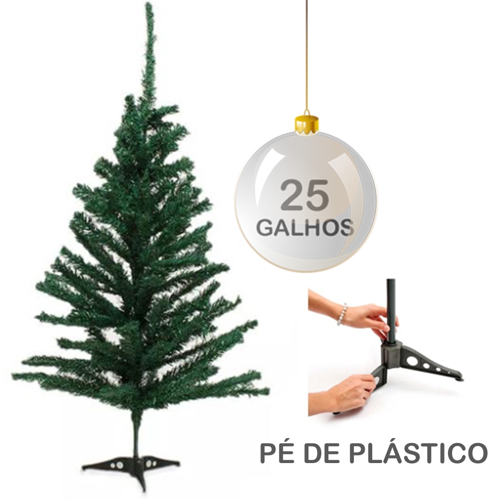 Árvore De Natal Verde Com Neve 30 Cm 25 Galhos - Feira da Madrugada SP