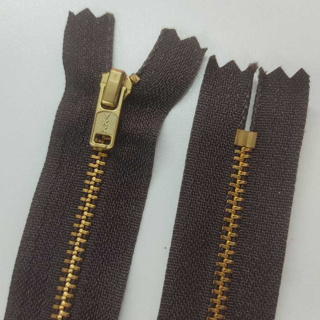 Zíper Metal 18cm Marrom YKK MGT - 5 Unidades