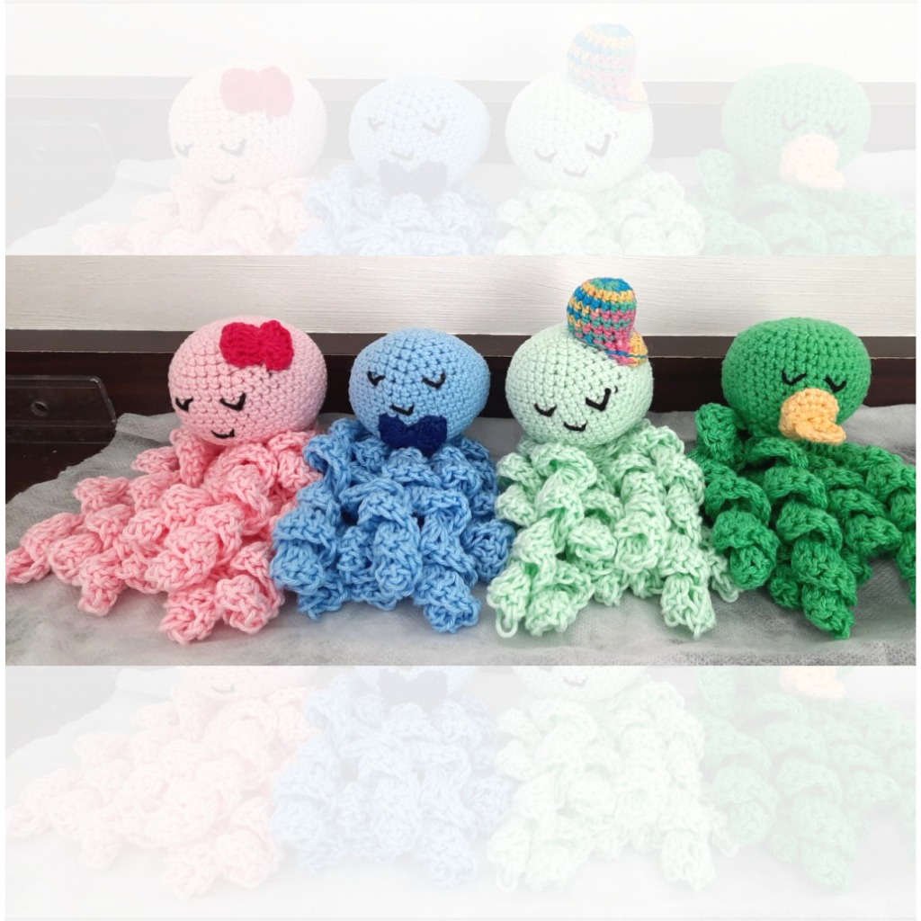 Polvo Terapêutico em Amigurumi de Crochê - Disponível em Diversas Cores - Ideal para Bebês Prematuros e Recém-Nascidos