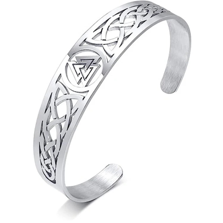 Bracelete Viking Símbolo Nórdico Runas De Aço Inoxidável