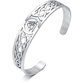Bracelete Viking Símbolo Nórdico Runas De Aço Inoxidável