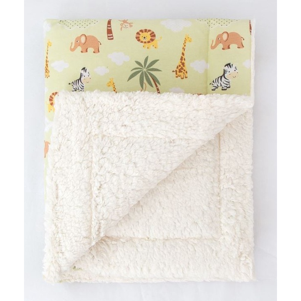 Manta Sherpa Para Bebe Dupla Face Estampas Nuvem e Safari