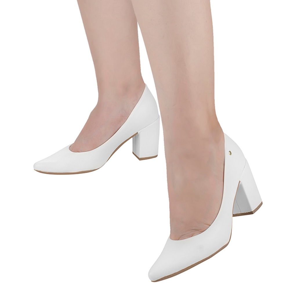 Sapato Feminino Casamento Ano Novo Scarpin Fechado Branco