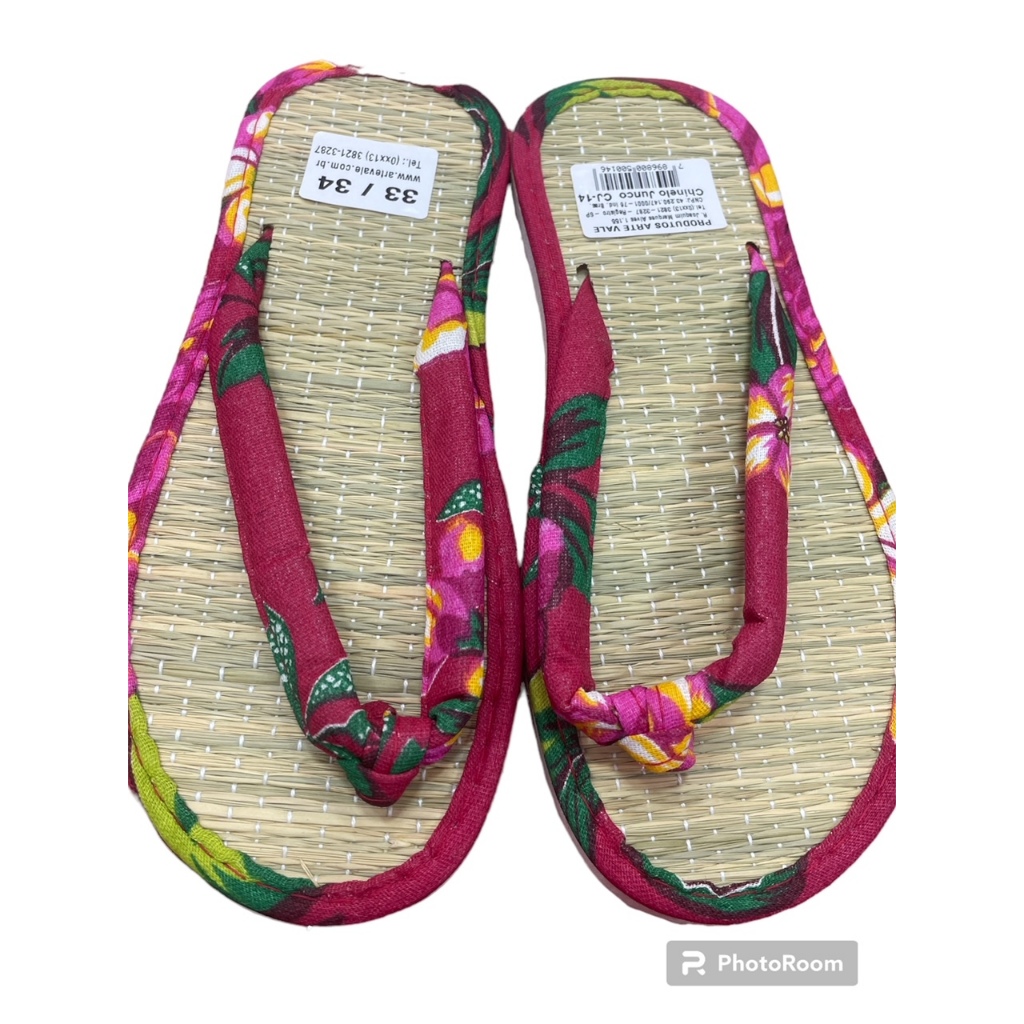 Chinelo de palha de junco feminino CJ14 tamanho 33 34 35 36 37 38 39 40 estilo japones confortavel com tira de nylon colorida CJ 14 arte vale Shopee Brasil