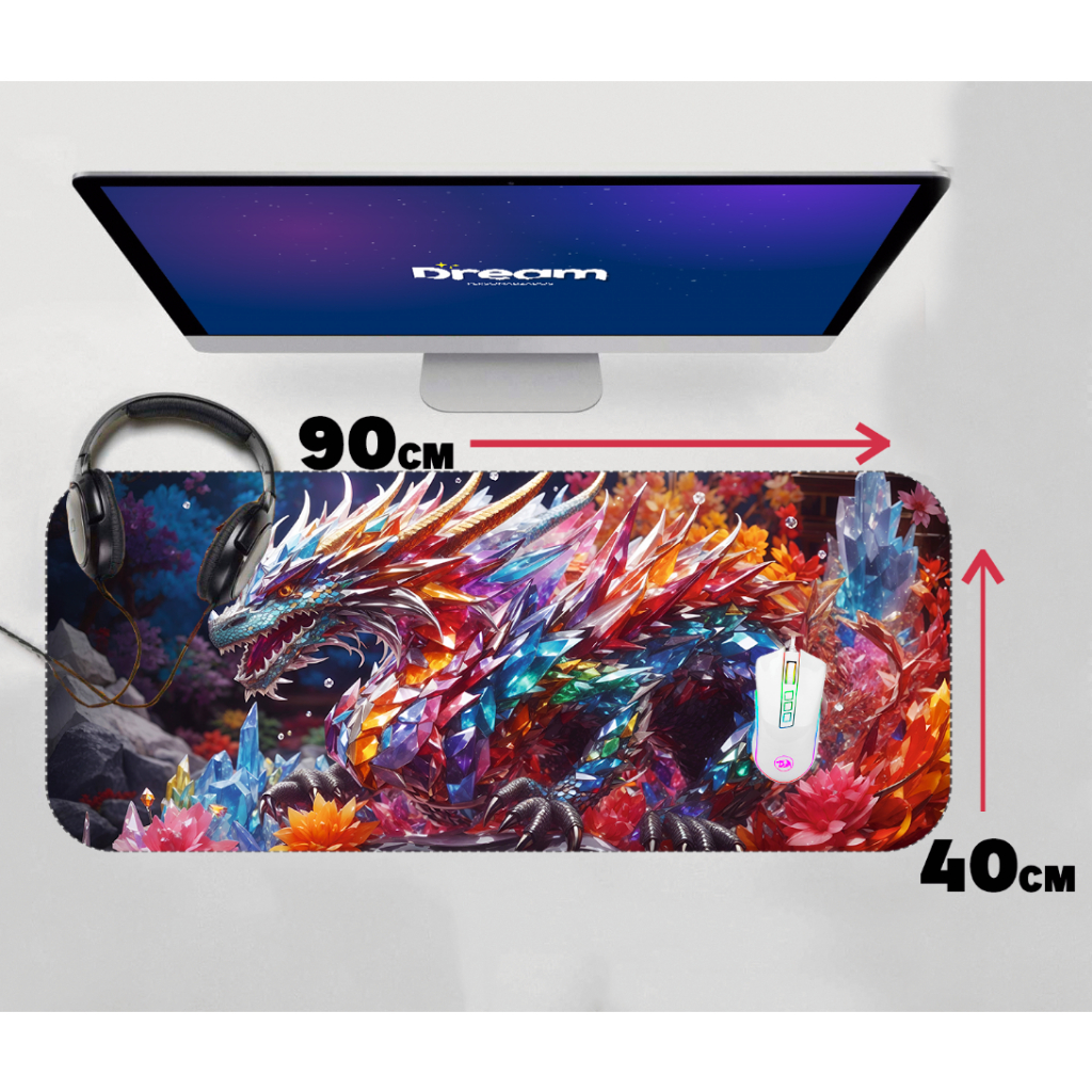 Mouse Pad Dragão de Cristal gamer 90x40 70x30 45x30 grande gigante crystal dragon mousepad chines japones