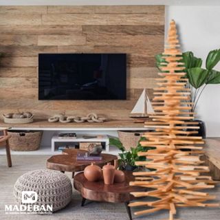 Árvore de Natal grande de madeira artesanal pinus 62 cm